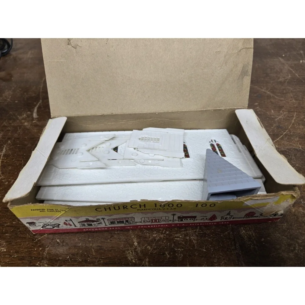 Vintage Bachmann Plasticville USA Church 1600-100 O S Gauge Original Box Train
